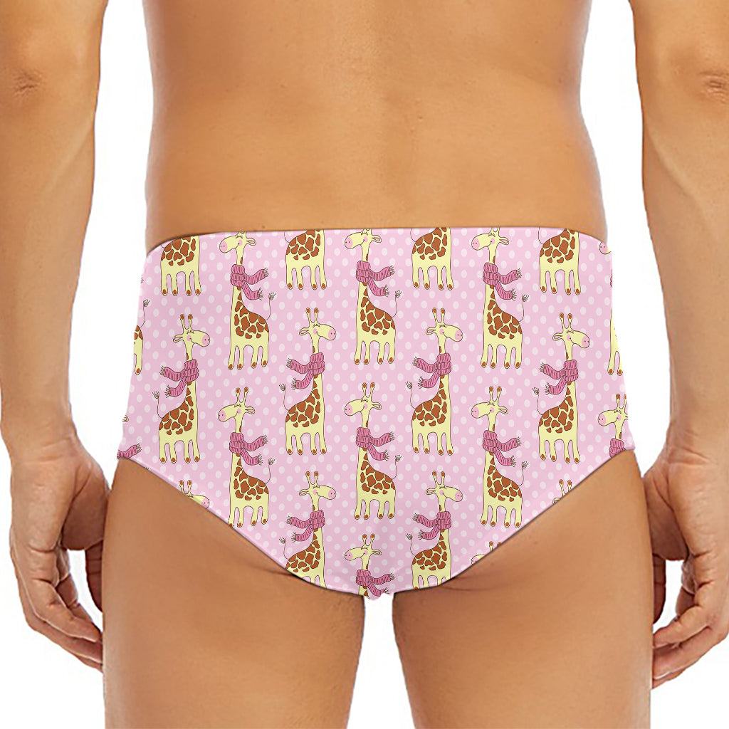 Giraffe With Scarf Pattern Print Men's Triangle Swim Briefs