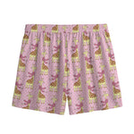 Giraffe With Scarf Pattern Print Mesh Shorts
