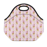 Giraffe With Scarf Pattern Print Neoprene Lunch Bag