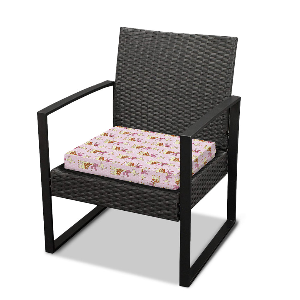 Giraffe With Scarf Pattern Print Outdoor Seat Cushion Cover