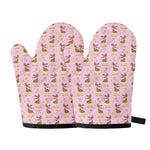 Giraffe With Scarf Pattern Print Oven Mitts