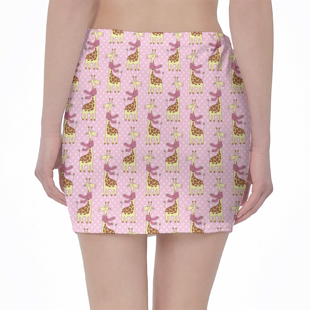 Giraffe With Scarf Pattern Print Pencil Mini Skirt