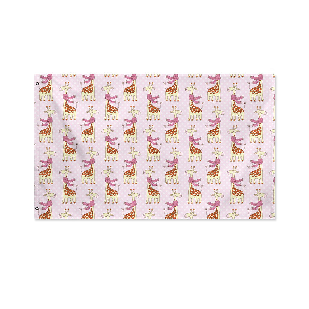 Giraffe With Scarf Pattern Print Polyester Flag