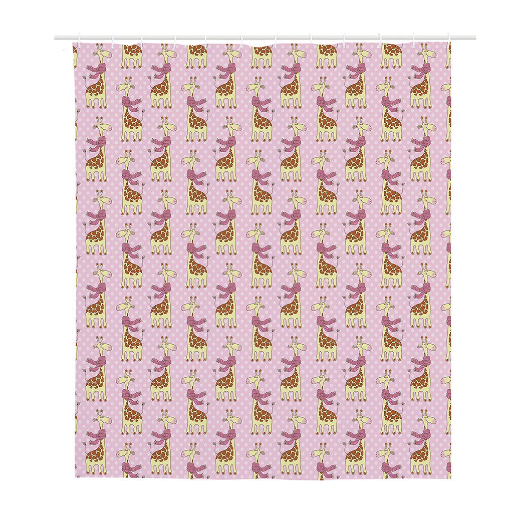 Giraffe With Scarf Pattern Print Polyester Shower Curtain