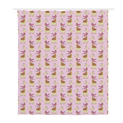 Giraffe With Scarf Pattern Print Polyester Shower Curtain