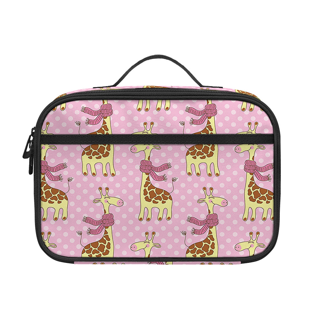 Giraffe With Scarf Pattern Print Portable Lunch Bag