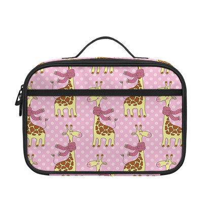 Giraffe With Scarf Pattern Print Portable Lunch Bag