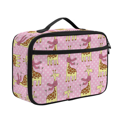 Giraffe With Scarf Pattern Print Portable Lunch Bag