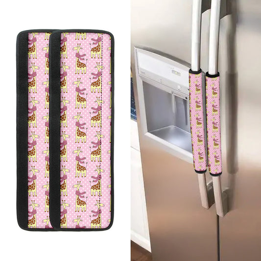 Giraffe With Scarf Pattern Print Refrigerator Handle Covers