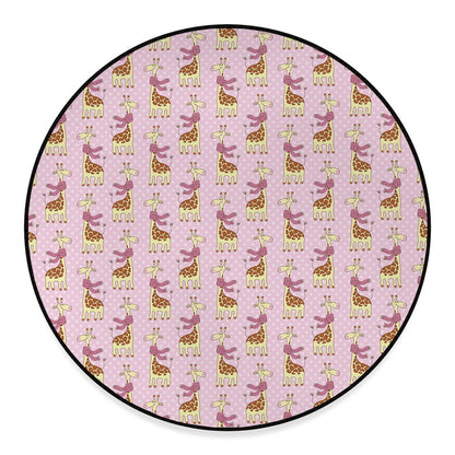 Giraffe With Scarf Pattern Print Round Floor Mat