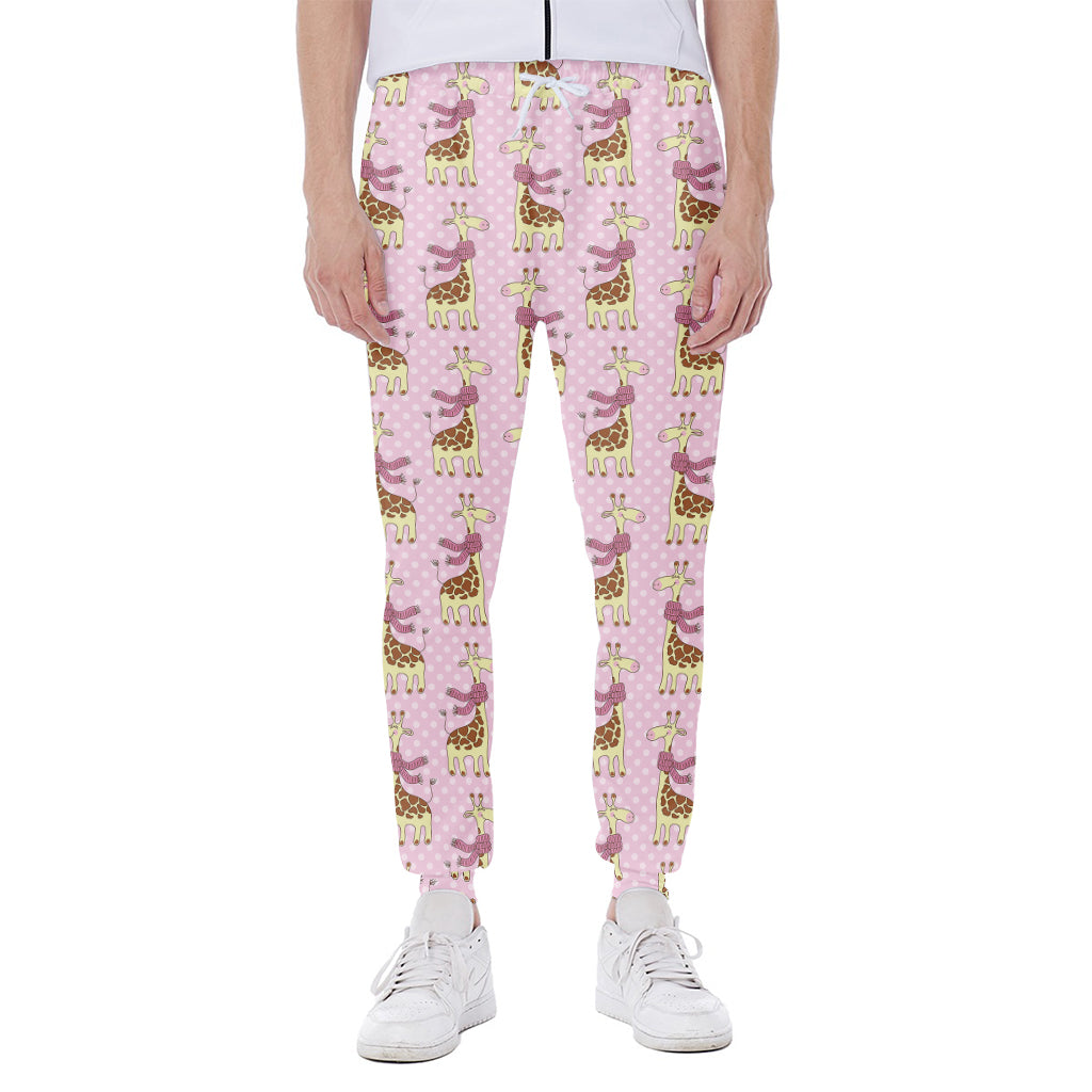 Giraffe With Scarf Pattern Print Scuba Joggers