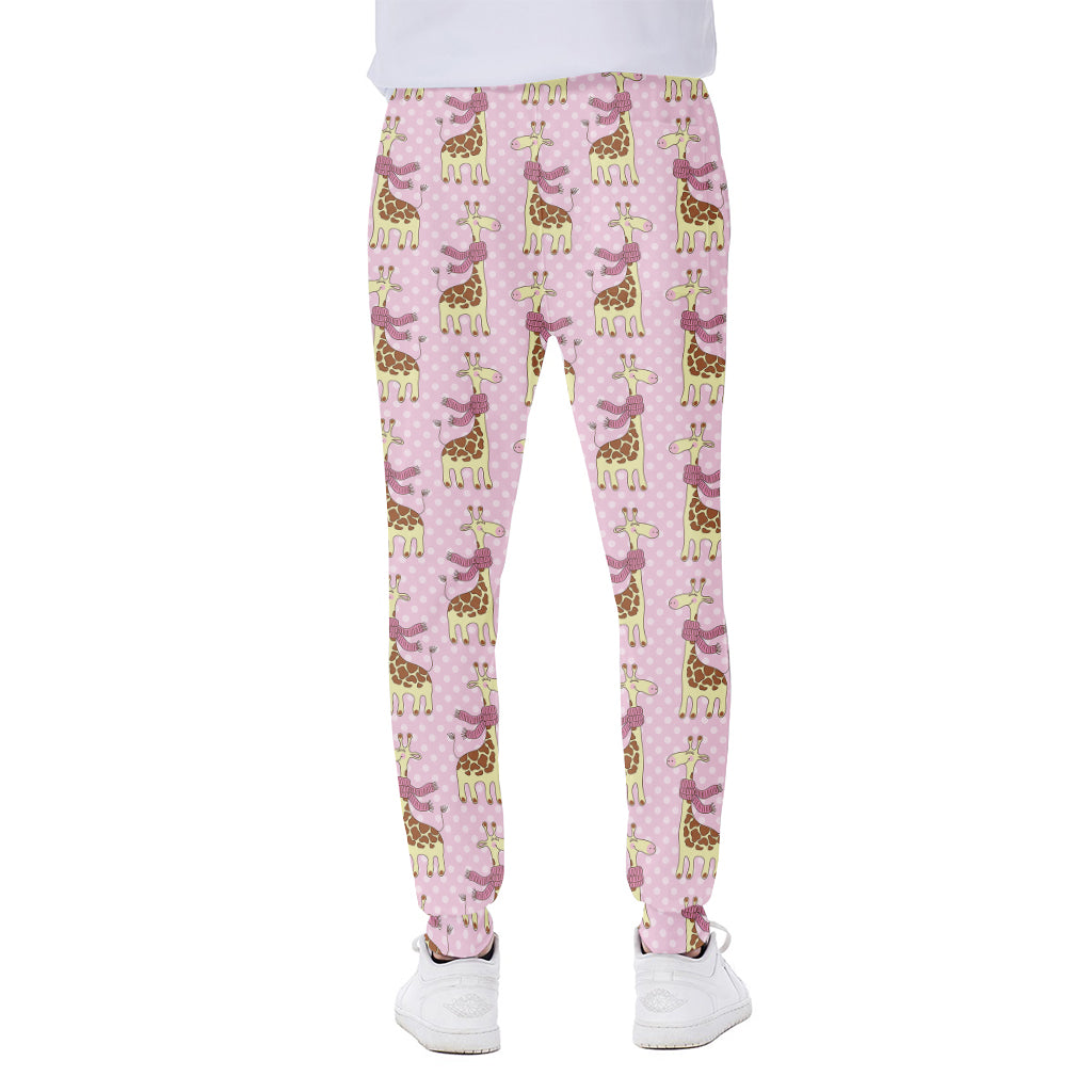 Giraffe With Scarf Pattern Print Scuba Joggers