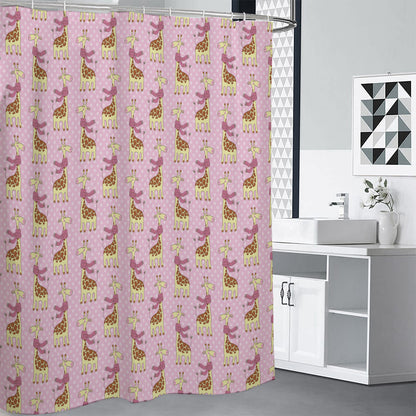 Giraffe With Scarf Pattern Print Shower Curtain