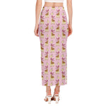 Giraffe With Scarf Pattern Print Side Slit Maxi Skirt