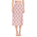 Giraffe With Scarf Pattern Print Side Slit Midi Skirt