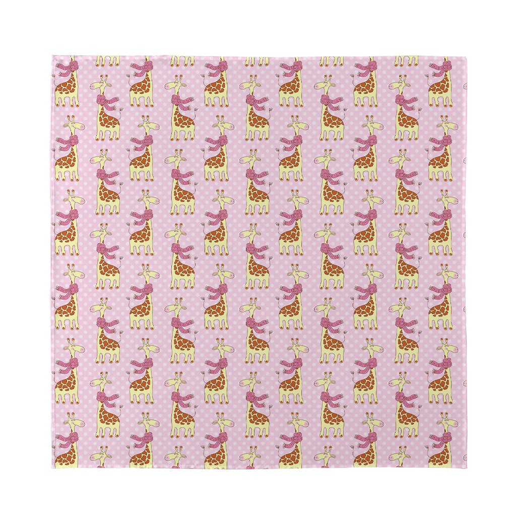Giraffe With Scarf Pattern Print Silk Bandana