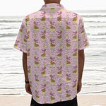 Giraffe With Scarf Pattern Print Textured Short Sleeve Shirt