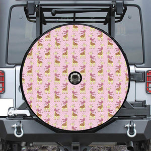 Giraffe With Scarf Pattern Print Tire Cover With Camera Hole