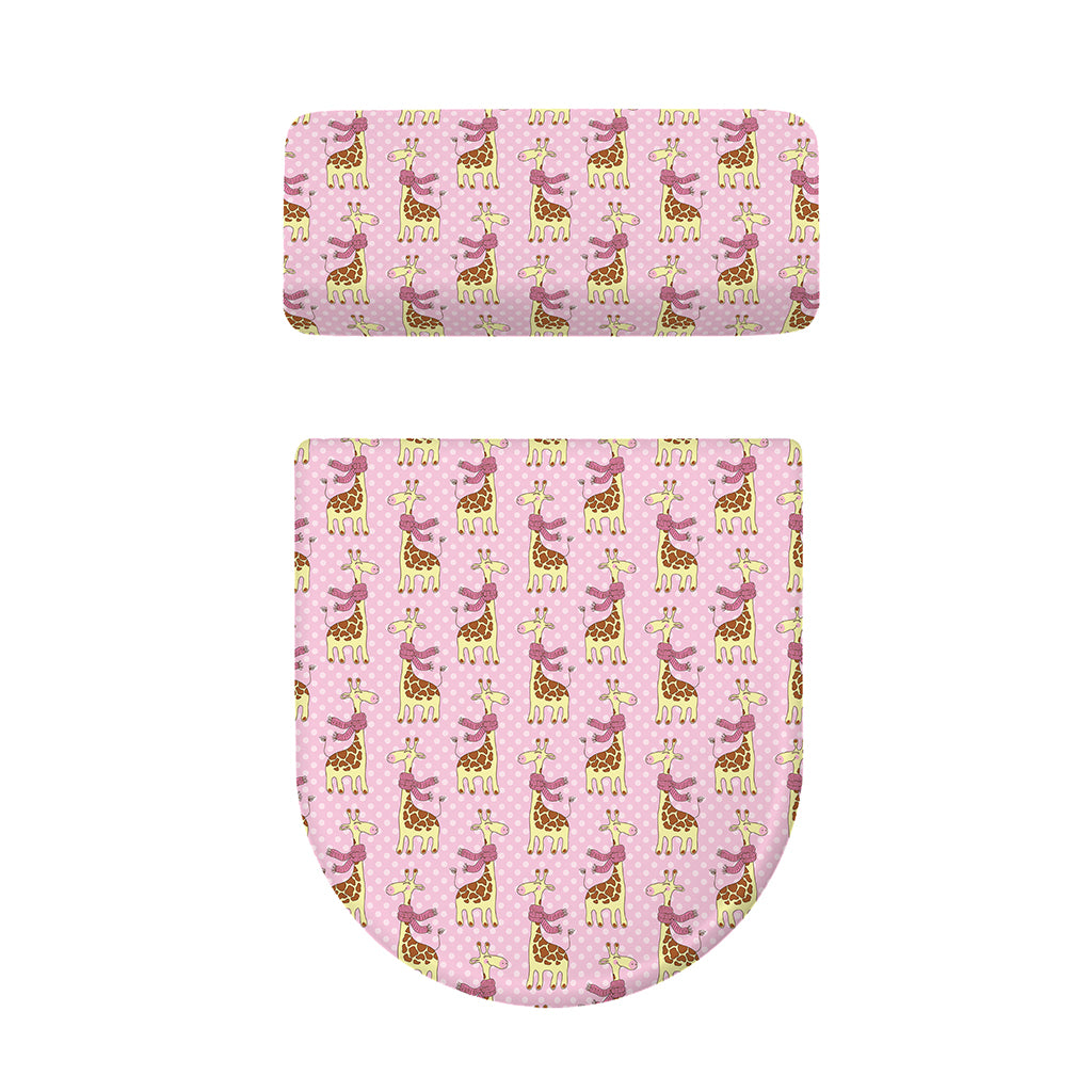 Giraffe With Scarf Pattern Print Toilet Lid And Tank Cover Set