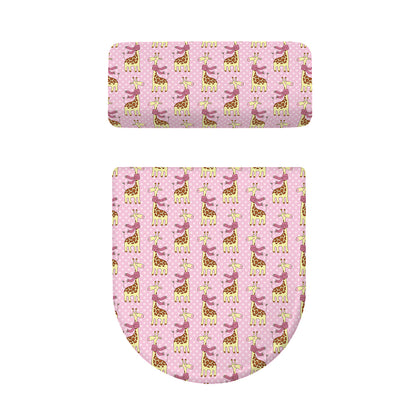 Giraffe With Scarf Pattern Print Toilet Lid And Tank Cover Set