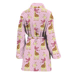 Giraffe With Scarf Pattern Print Women's Bathrobe