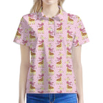 Giraffe With Scarf Pattern Print Women's Polo Shirt