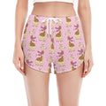 Giraffe With Scarf Pattern Print Women's Split Running Shorts