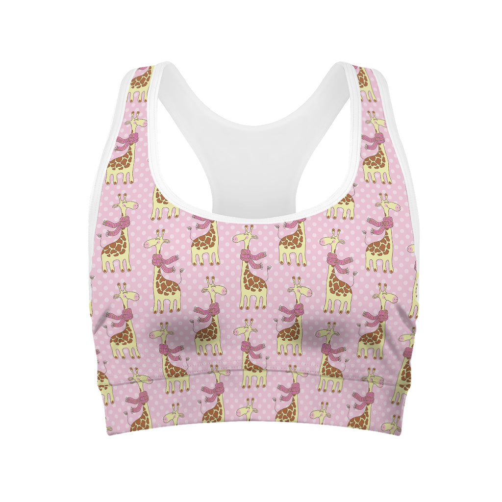 Giraffe With Scarf Pattern Print Women's Sports Bra