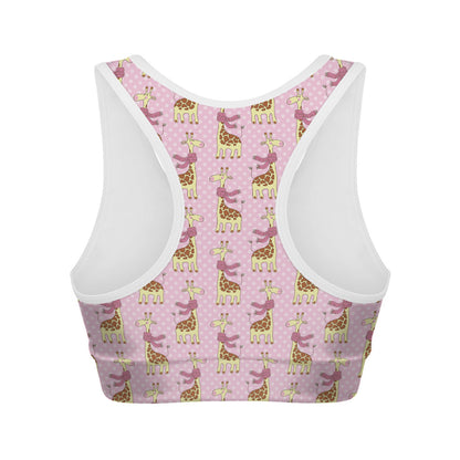 Giraffe With Scarf Pattern Print Women's Sports Bra