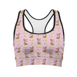 Giraffe With Scarf Pattern Print Women's Sports Bra
