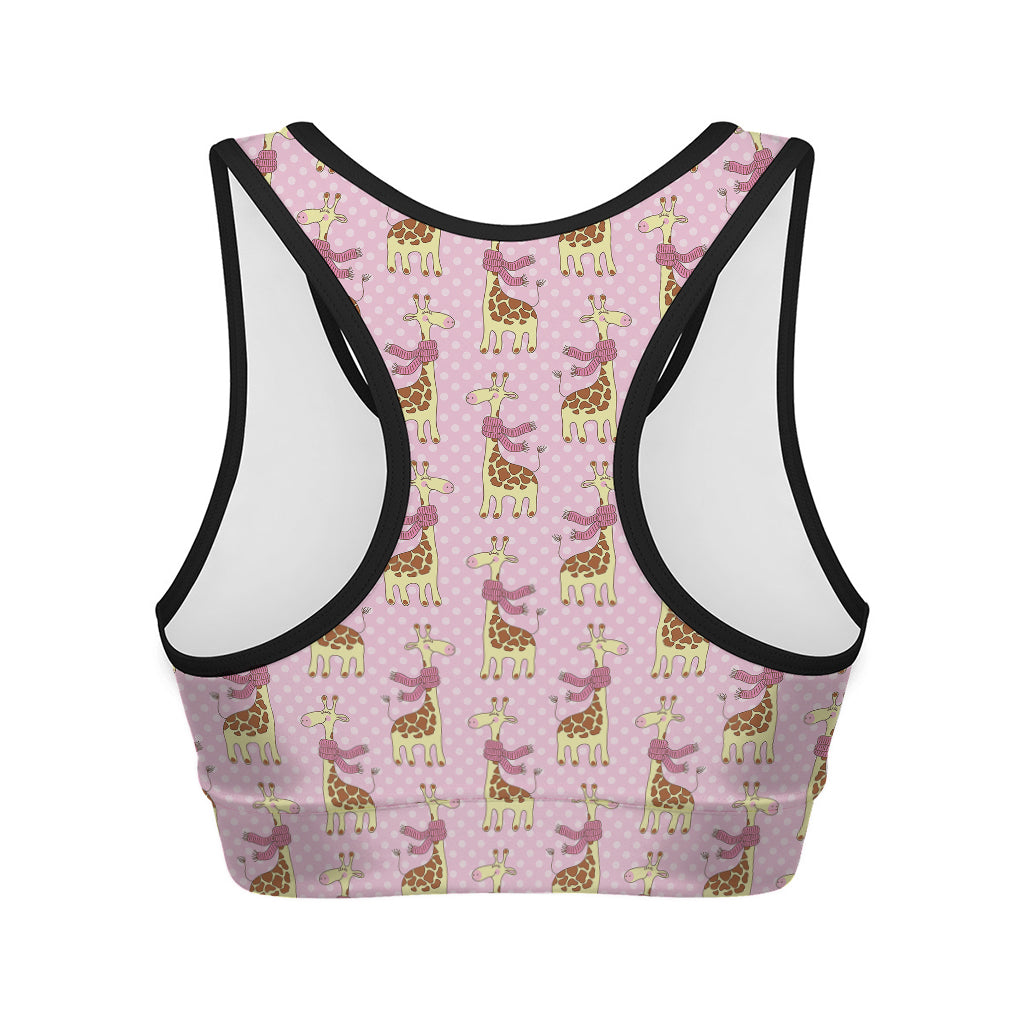 Giraffe With Scarf Pattern Print Women's Sports Bra