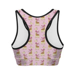 Giraffe With Scarf Pattern Print Women's Sports Bra