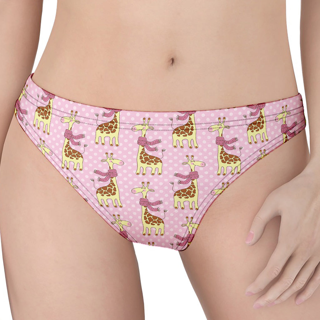 Giraffe With Scarf Pattern Print Women's Thong