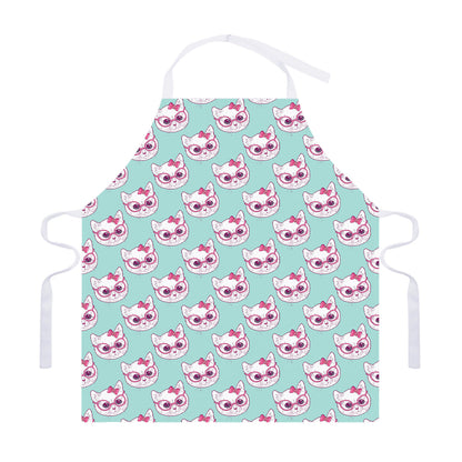 Girly Cat With Glasses Pattern Print Adjustable Apron