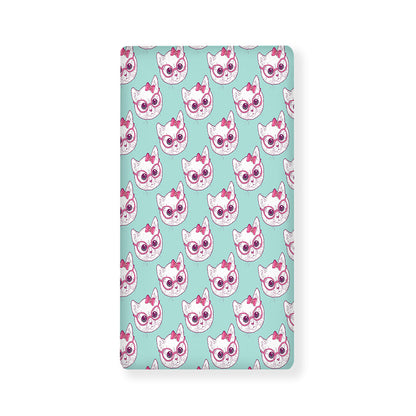 Girly Cat With Glasses Pattern Print Baby Crib Sheet