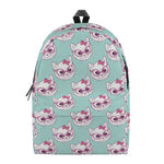 Girly Cat With Glasses Pattern Print Backpack