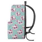 Girly Cat With Glasses Pattern Print Backpack