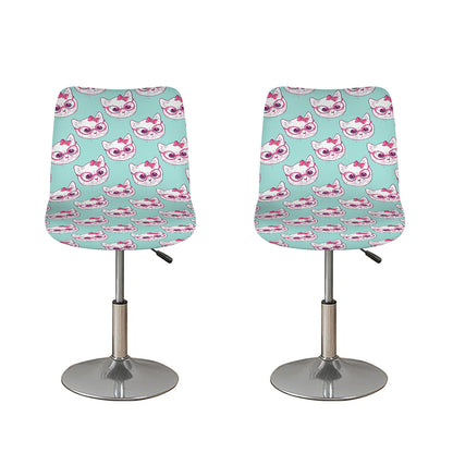 Girly Cat With Glasses Pattern Print Bar Stool Covers