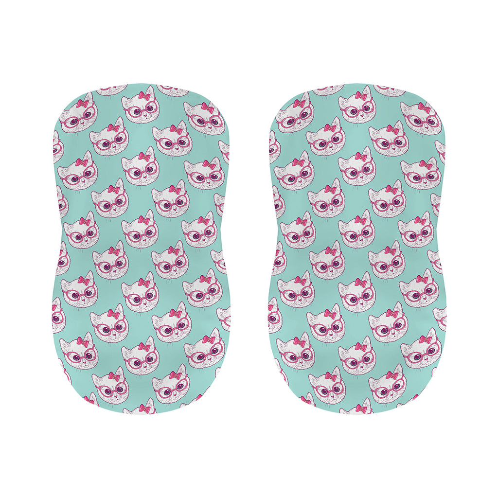 Girly Cat With Glasses Pattern Print Bar Stool Covers