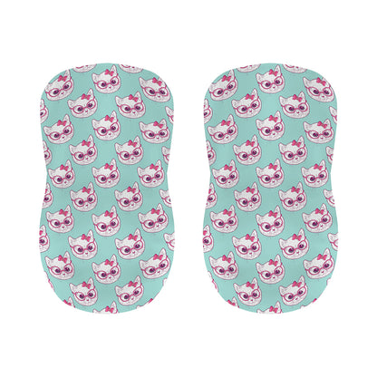 Girly Cat With Glasses Pattern Print Bar Stool Covers