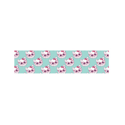 Girly Cat With Glasses Pattern Print Bed Runner