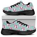 Girly Cat With Glasses Pattern Print Black Chunky Shoes