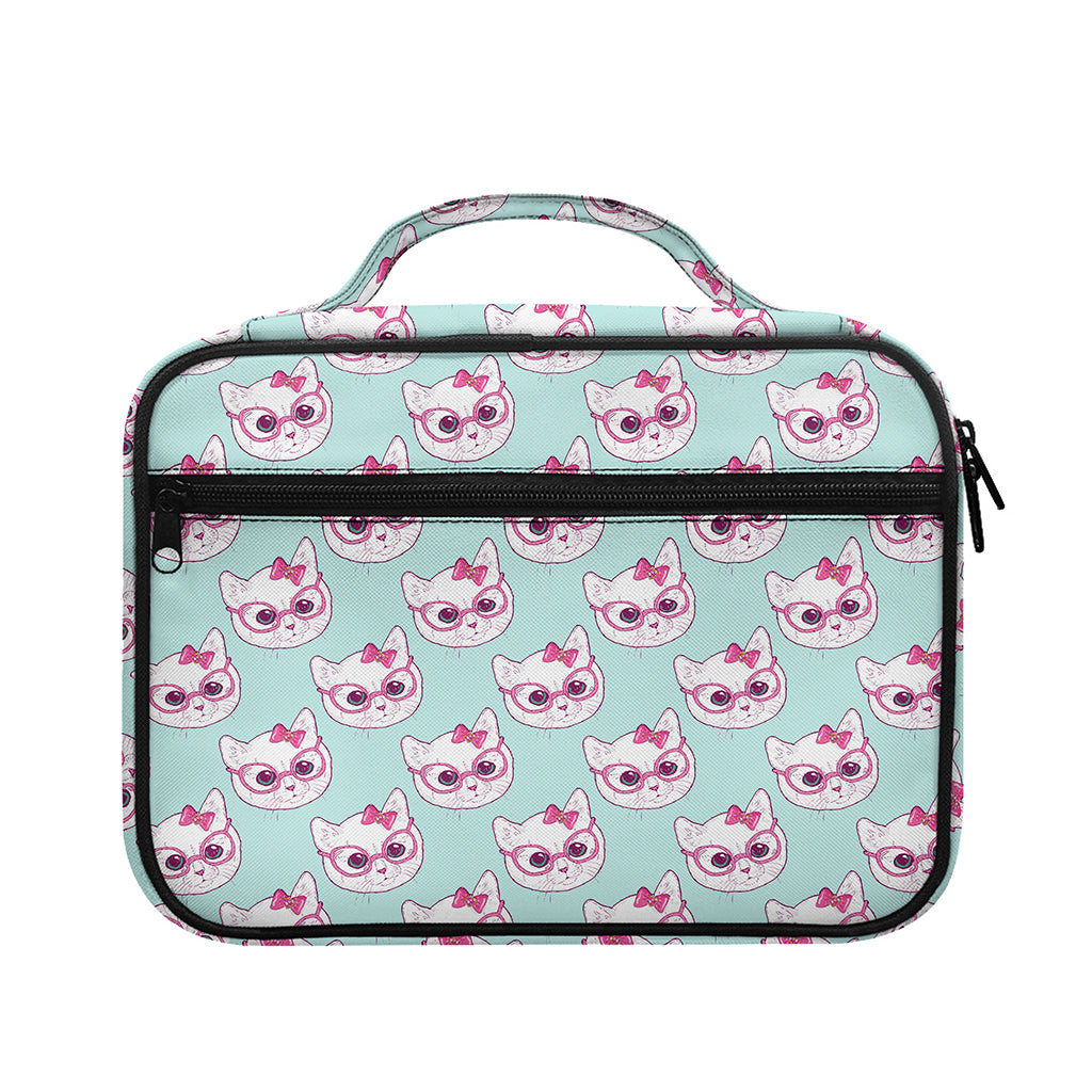 Girly Cat With Glasses Pattern Print Briefcase Bible Bag