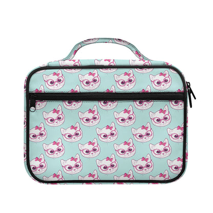 Girly Cat With Glasses Pattern Print Briefcase Bible Bag