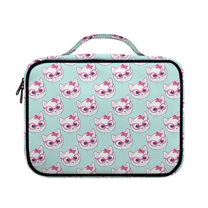 Girly Cat With Glasses Pattern Print Briefcase Bible Bag
