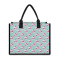 Girly Cat With Glasses Pattern Print Canvas Tote Bag
