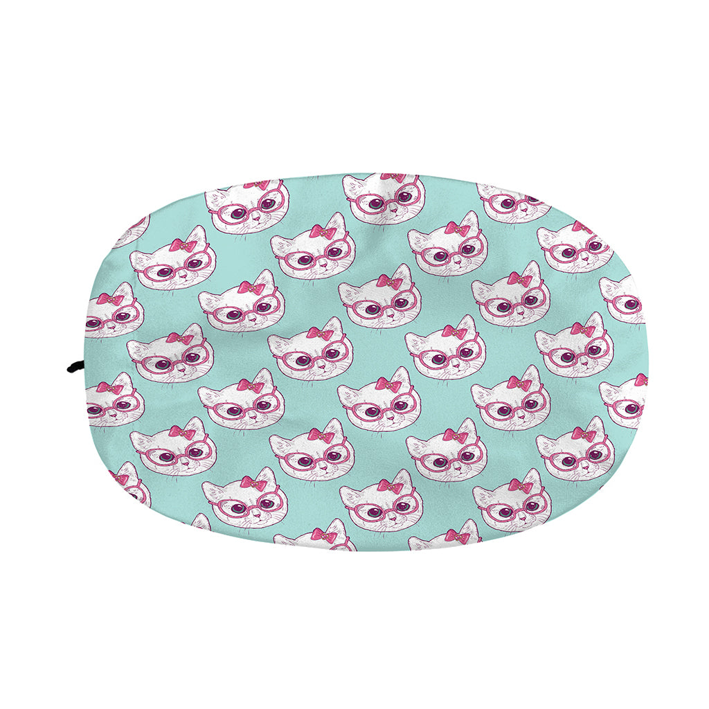 Girly Cat With Glasses Pattern Print Car Side Mirror Covers