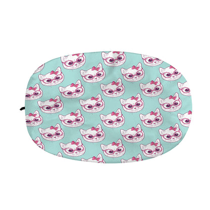 Girly Cat With Glasses Pattern Print Car Side Mirror Covers