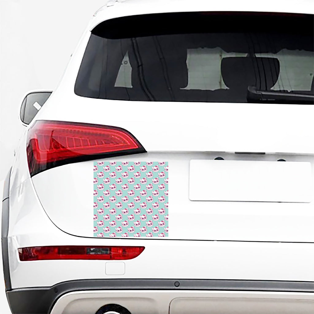 Girly Cat With Glasses Pattern Print Car Sticker