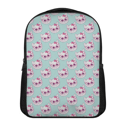 Girly Cat With Glasses Pattern Print Casual Backpack